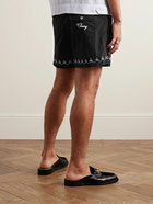 CHERRY LA - American Classic Straight-Leg Mid-Length Embroidered Swim Shorts - Black