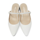 Prada White Button Strap Mules