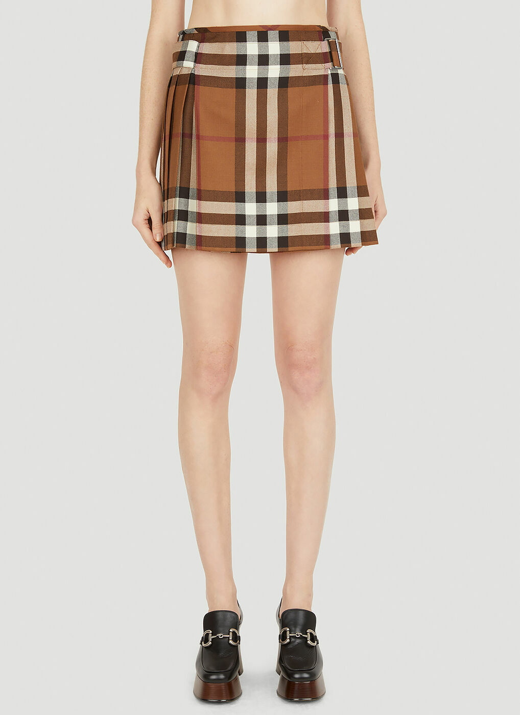 Checked Pleated Skirt in Brown Burberry