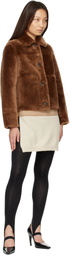 Yves Salomon Brown Shearling Merino Short Jacket