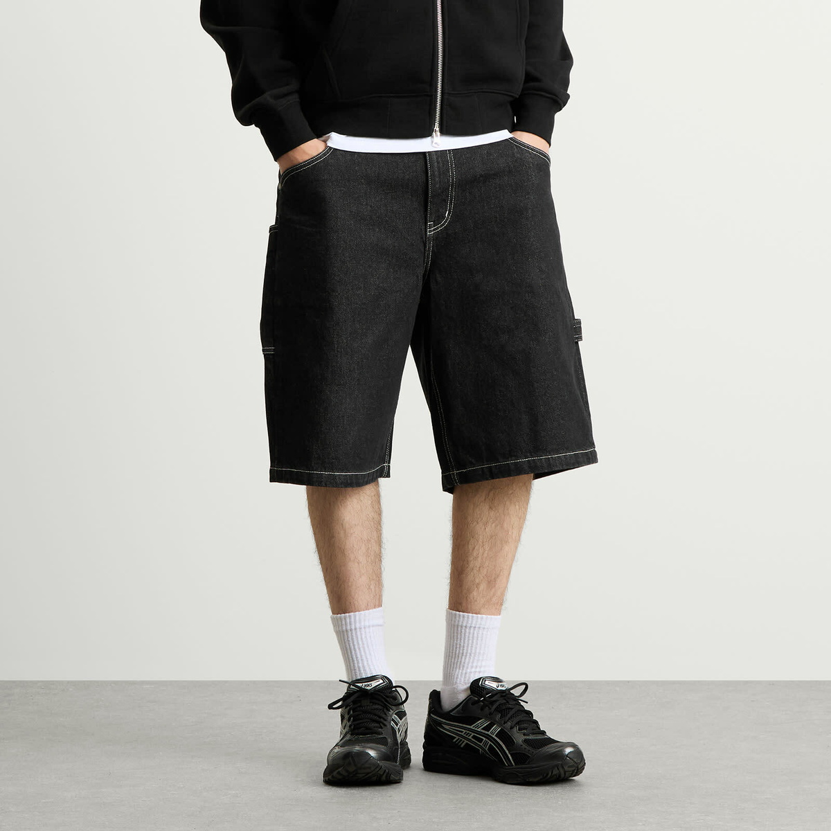 Dime Men's Classic Denim Shorts in Black Washed