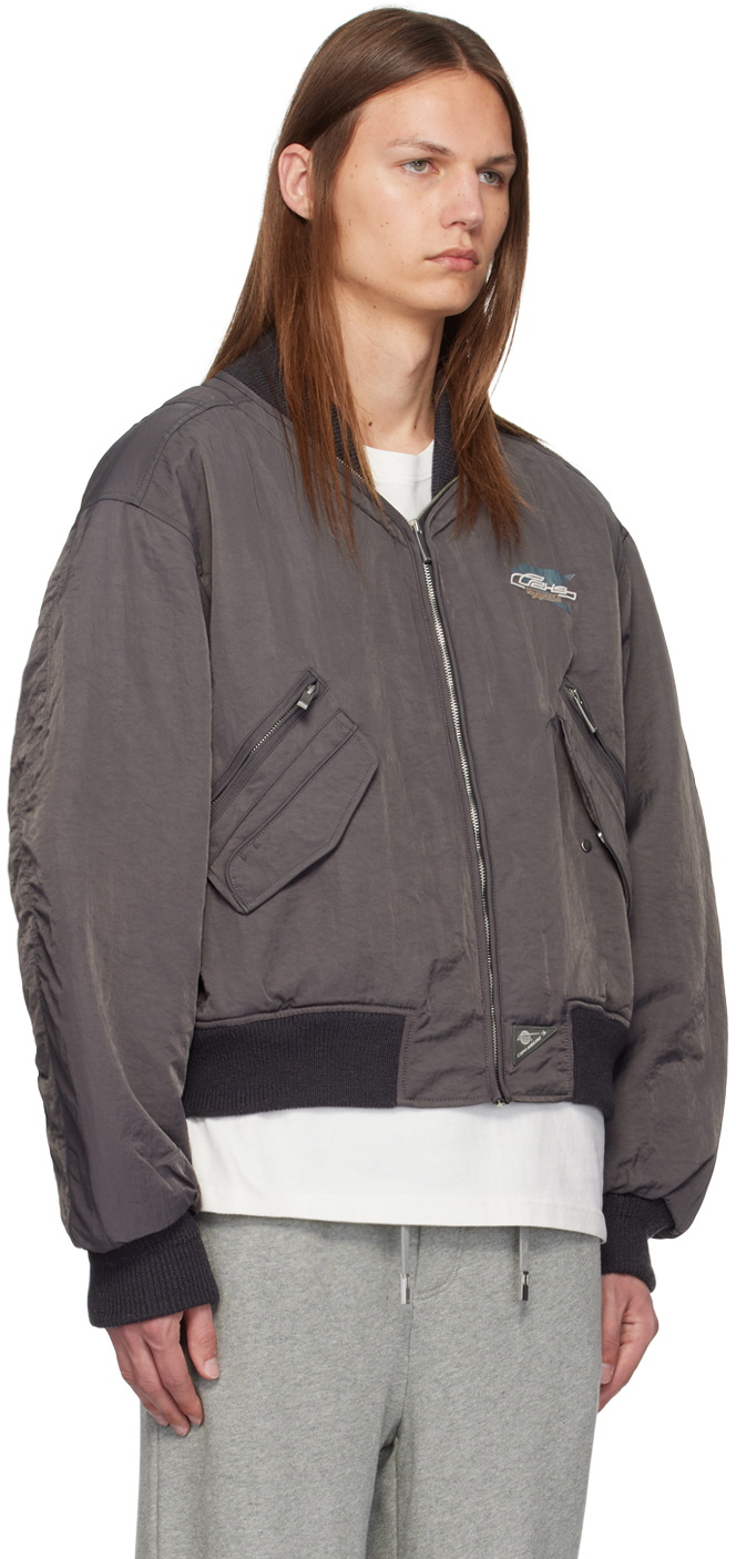 C2H4 Gray Aviation Bomber Jacket