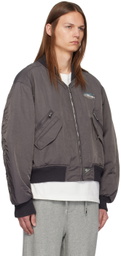 C2H4 Gray Aviation Bomber Jacket