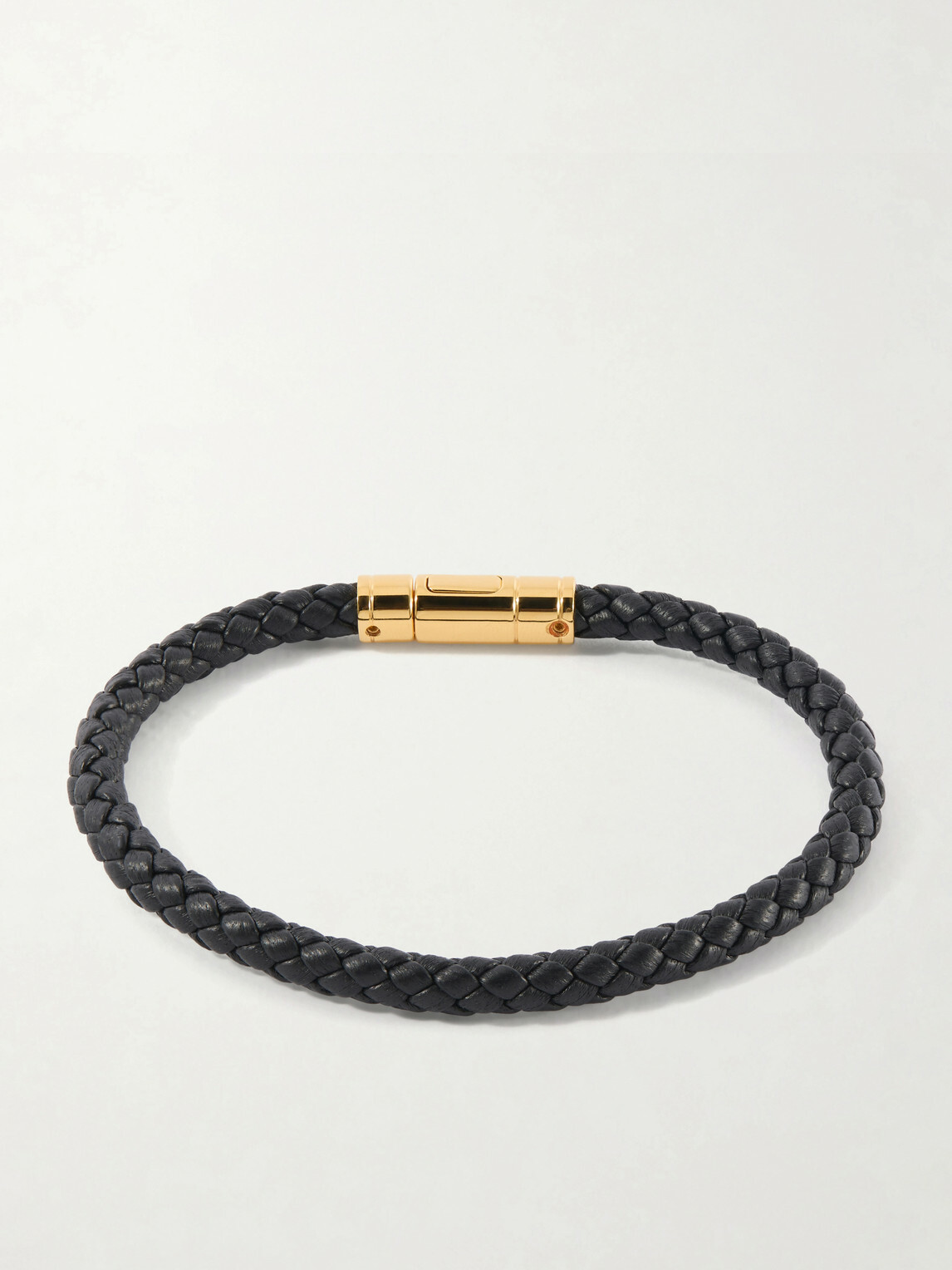 TOM FORD - Gold-Tone and Woven Leather Bracelet - Black