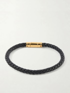 TOM FORD - Gold-Tone and Woven Leather Bracelet - Black