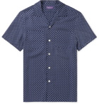 Ralph Lauren Purple Label - Camp-Collar Polka-Dot Tencel Shirt - Blue