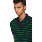 Burberry Green and Navy Striped Polo