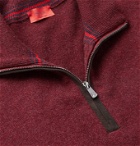 Isaia - Suede-Trimmed Cashmere Half-Zip Sweater - Burgundy