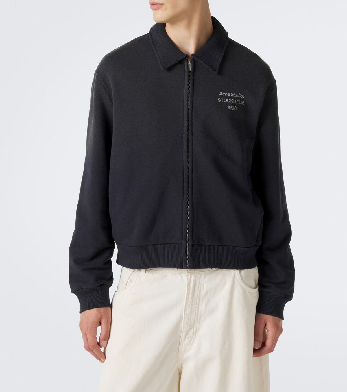 Acne Studios Logo cotton-blend zip-up sweatshirt