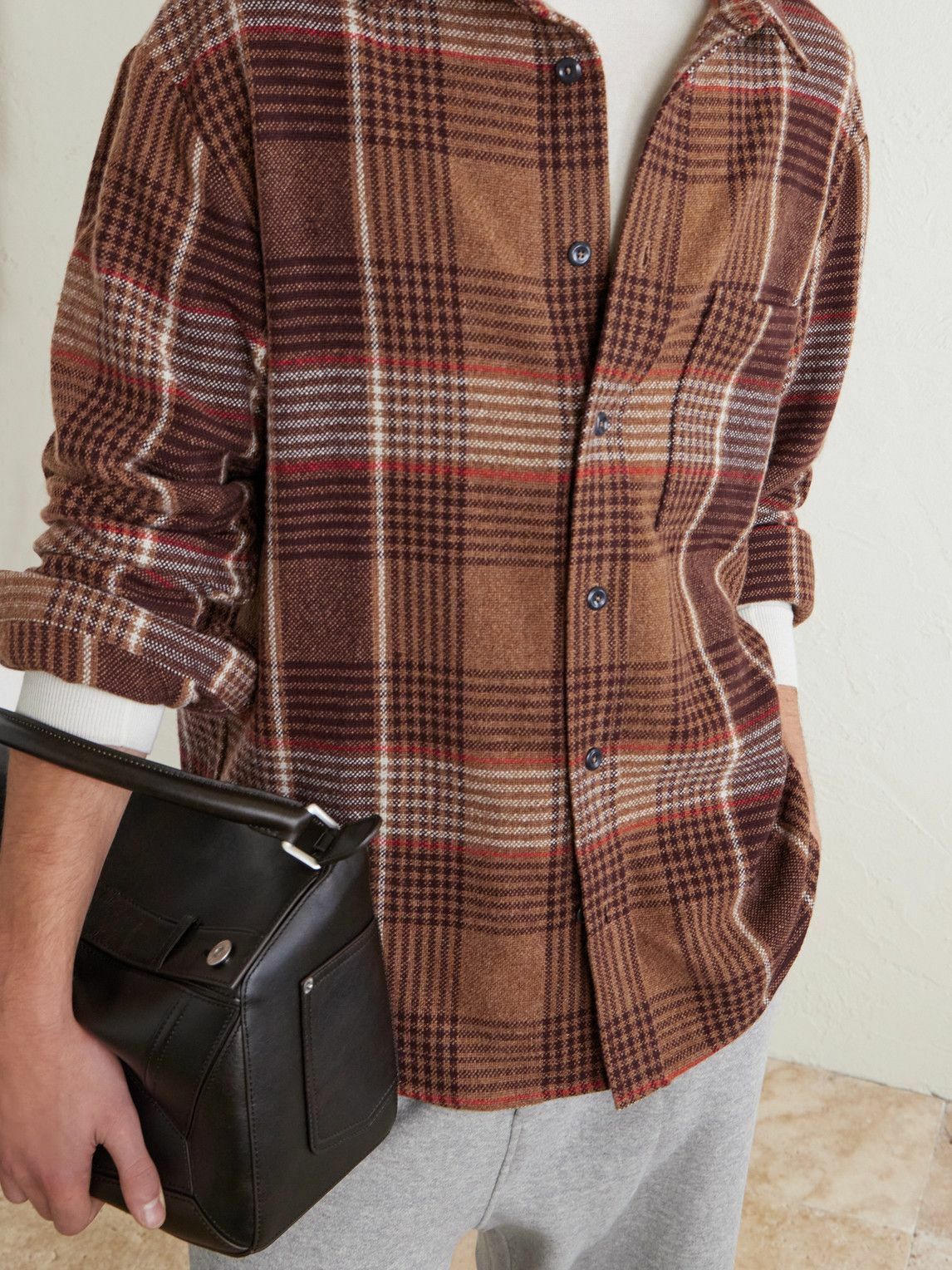The Elder Statesman - Checked Cashmere Shirt - Brown The Elder