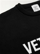 Vetements - Logo-Print Merino Wool Sweater - Black
