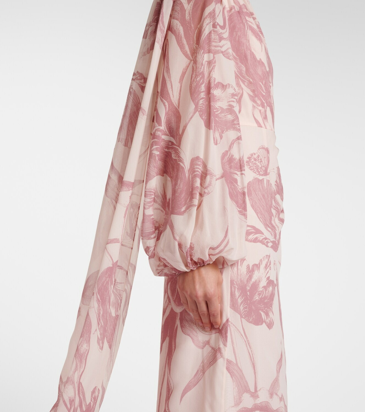 Erdem Draped floral silk voile gown