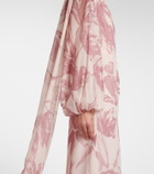 Erdem Draped floral silk voile gown