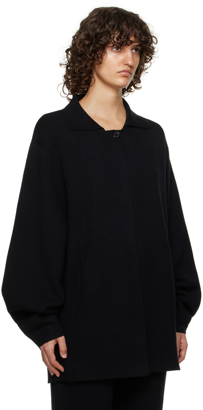 Marine Serre open-knit button-fastening cardigan - Black