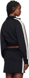 Palm Angels Black Neoprene Cropped Track Jacket