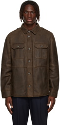 Brunello Cucinelli Brown Shearling Shirt-Style Jacket