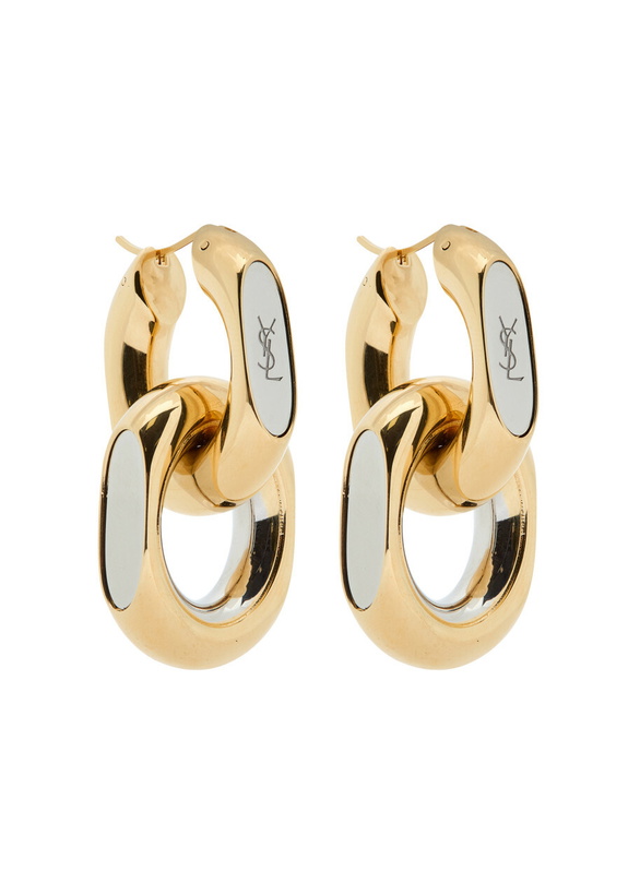 Photo: Saint Laurent Bo Maillons Linked Drop Earrings - Gold - One Size