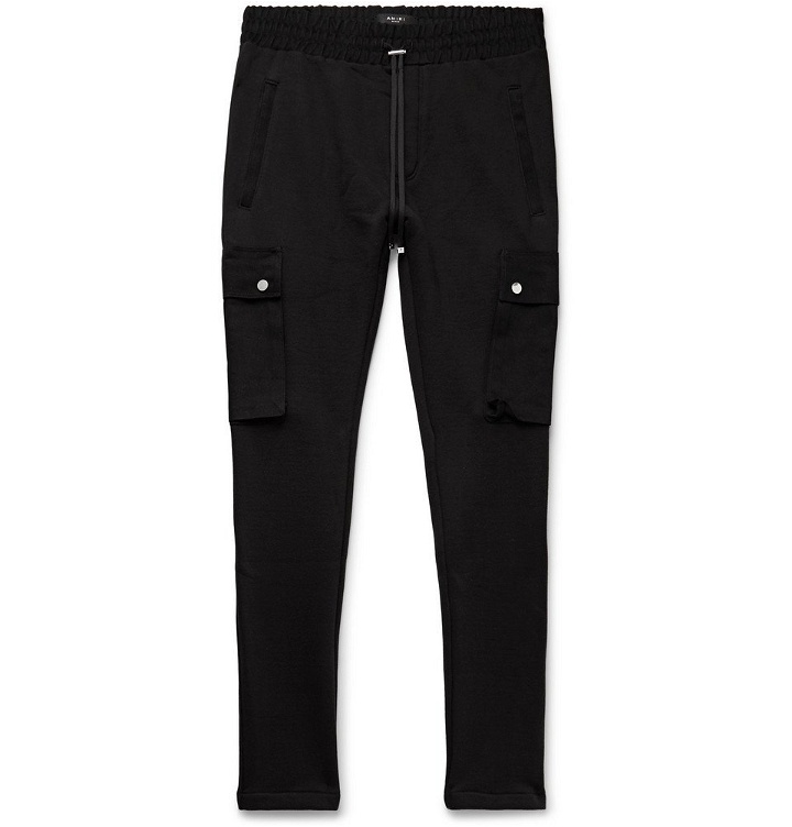 Photo: AMIRI - Slim-Fit Tapered Cotton-Jersey Cargo Sweatpants - Black