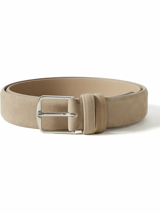Photo: Loro Piana - Alsavel 3cm Full-Grain Nubuck Belt - Neutrals