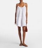 Juliet Dunn Embroidered cotton poplin minidress