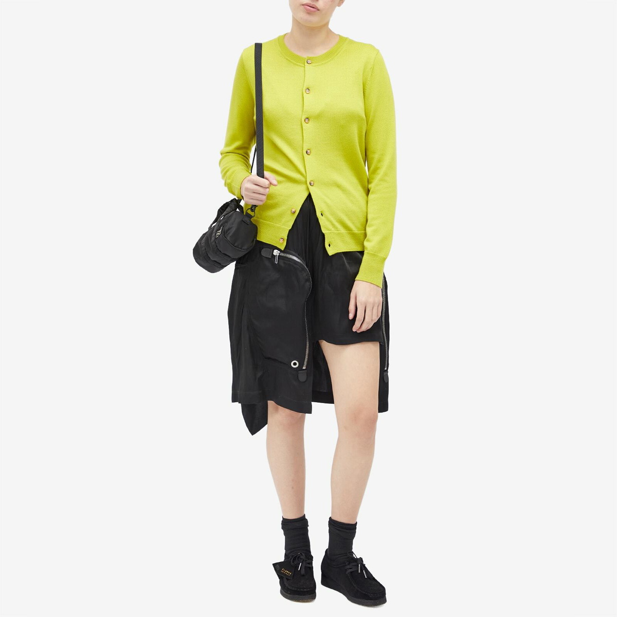Beams Boy Women's Button Cardigan in Lime.Grn