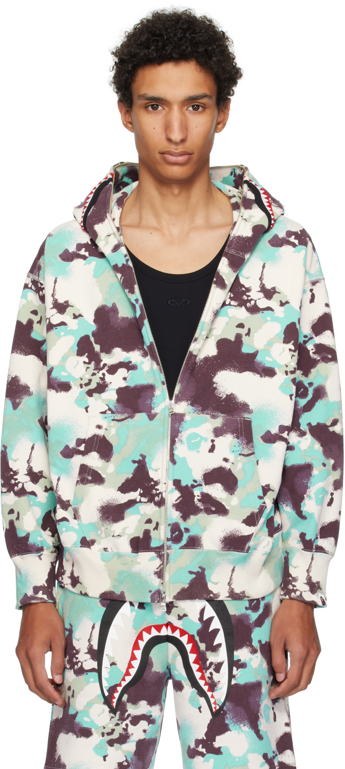 BAPE Blue ABC Camo Double Shark Hoodie A Bathing Ape