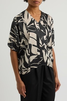 High Tingle Printed Satin top Beige