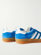 adidas Originals - Gazelle Indoor Leather-Trimmed Suede Sneakers - Blue