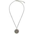 Saint Laurent Silver Lion Medallion Pendant Necklace