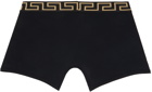 Versace Underwear Two-Pack Black & Gray Greca Border Boxers