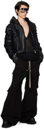 Rick Owens Black Hooded Shearling Jacket