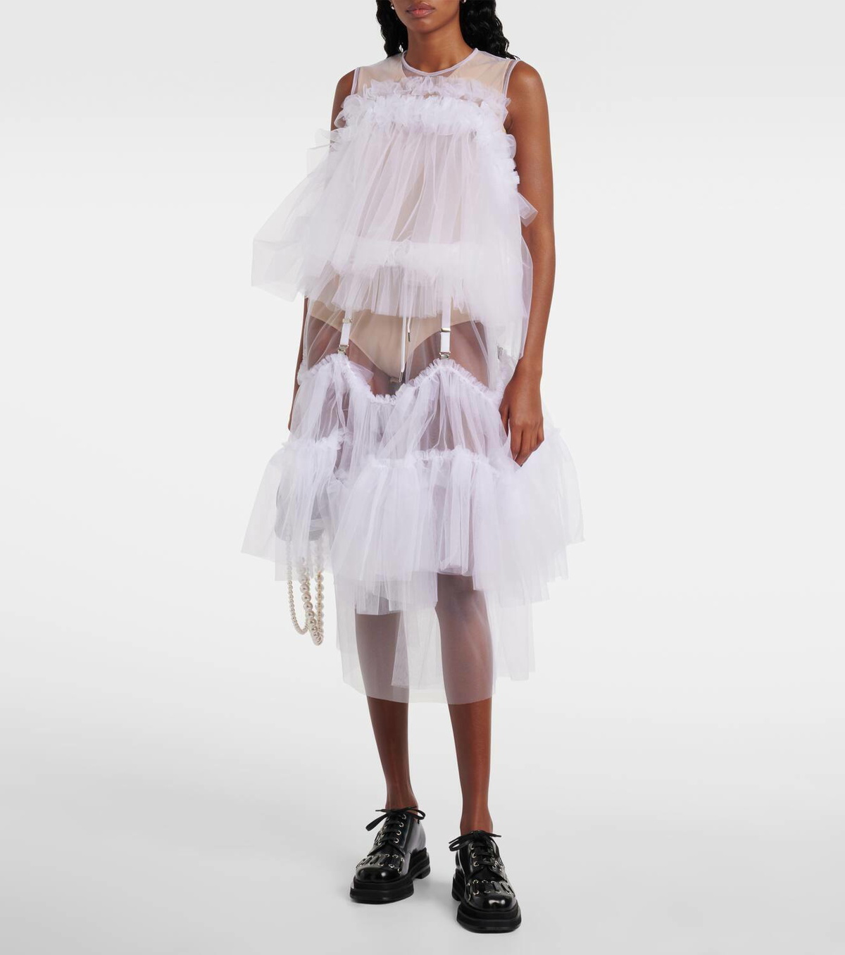 Noir Kei Ninomiya Sheer tulle midi skirt