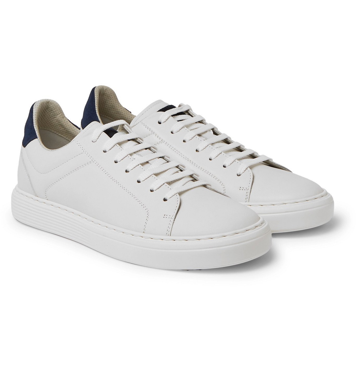 Brunello Cucinelli - Suede-Trimmed Leather Sneakers - White Brunello ...