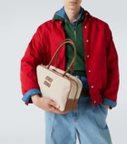 Miu Miu Logo leather-trimmed canvas tote bag