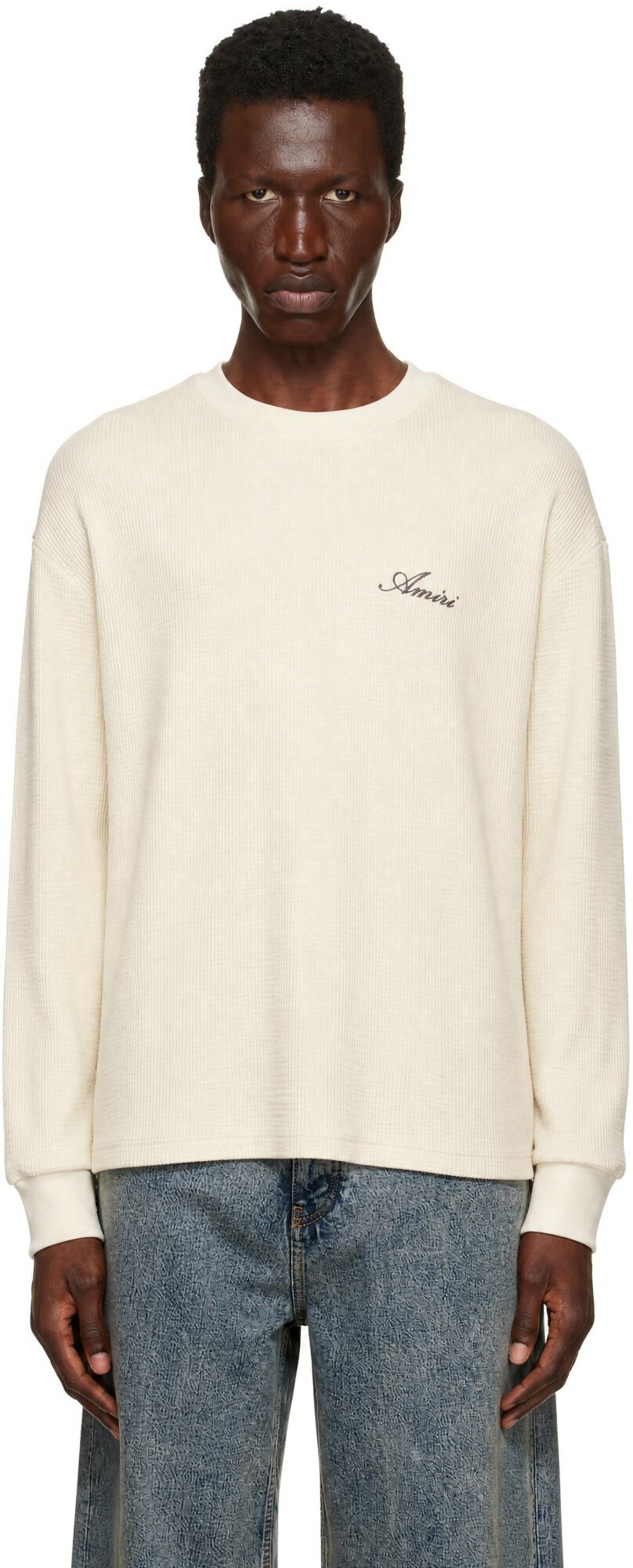 AMIRI Off-White Smoking Wolf OS Waffle LS T-shirt