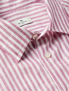 Etro - Slim-Fit Logo-Embroidered Striped Linen Shirt - Pink