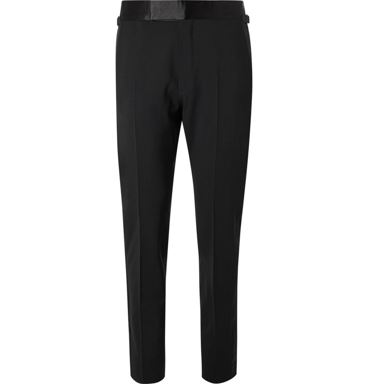 Photo: TOM FORD - Slim-Fit Satin-Trimmed Stretch-Wool Tuxedo Trousers - Black