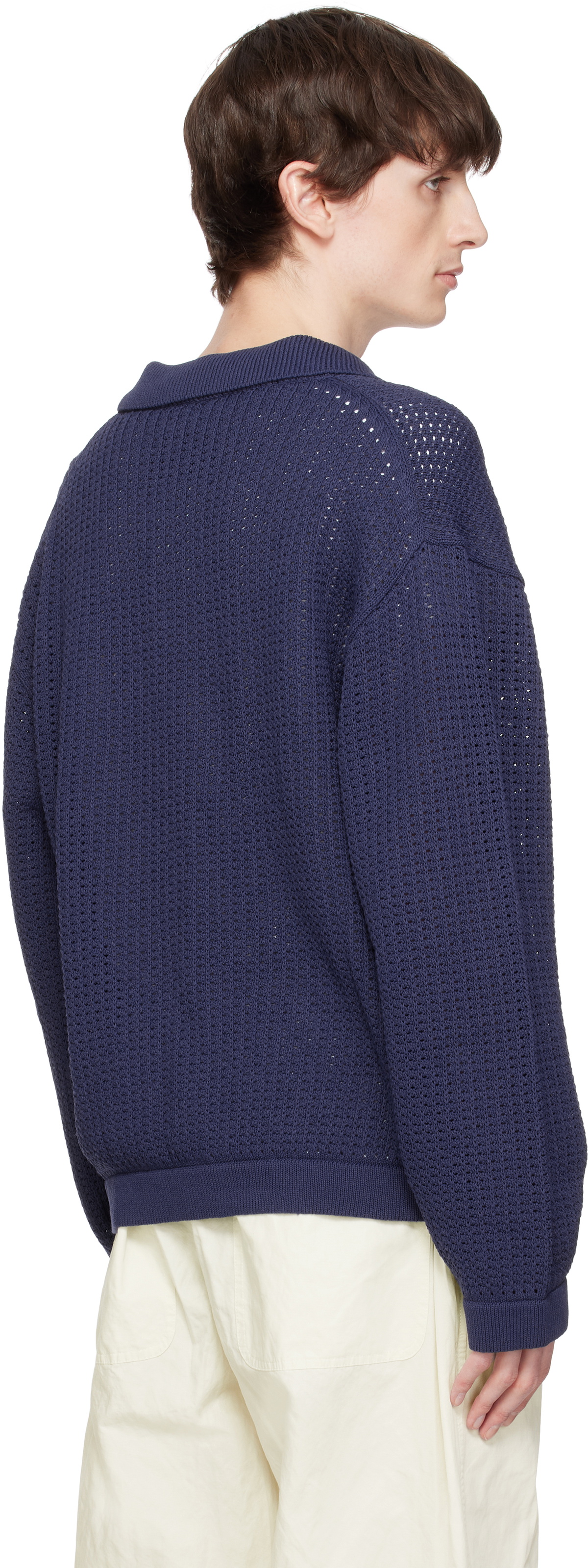 DOCUMENT Navy Hanji Paper Open Net Cardigan