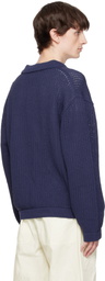 DOCUMENT Navy Hanji Paper Open Net Cardigan