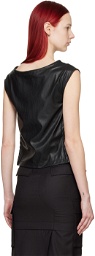 Youth Black Drawstring Faux-Leather Tank Top