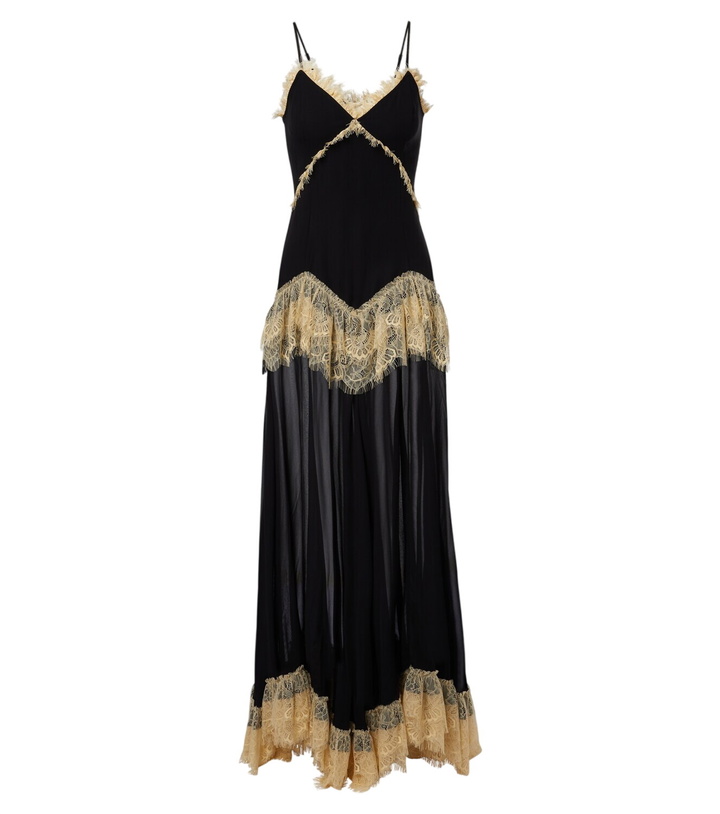 Photo: De La Vali Estela lace-trimmed georgette maxi dress