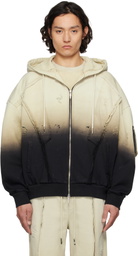 Feng Chen Wang Beige & Black Deconstructed Gradient Hoodie