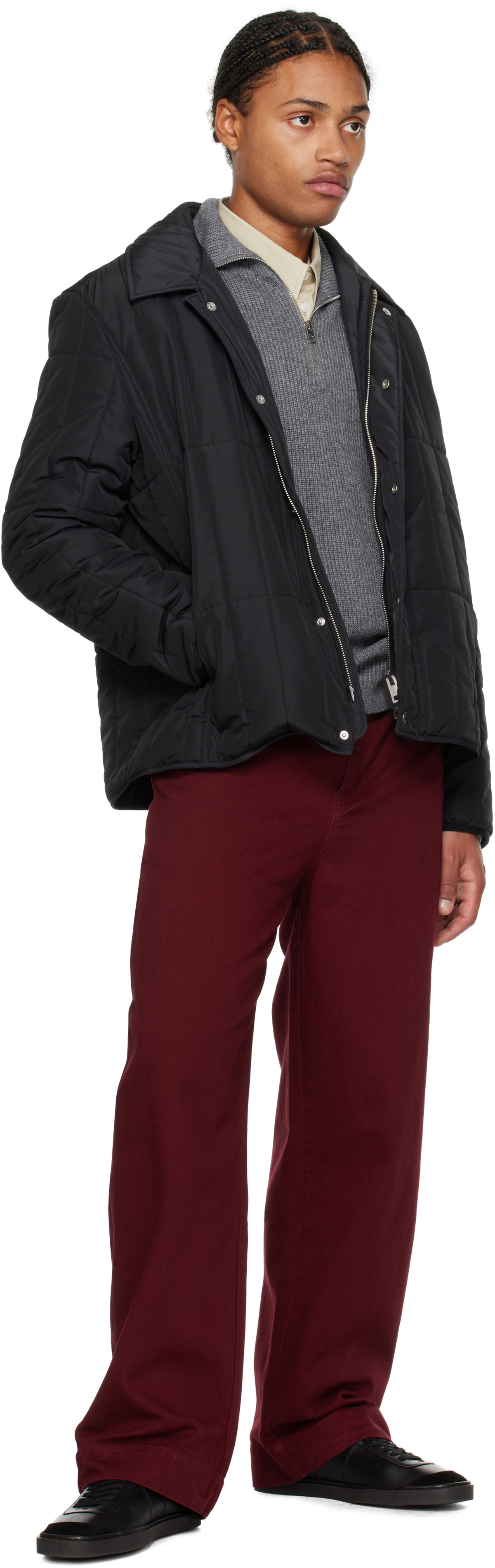 Maison Kitsuné Black Quilted Blouson Jacket Maison Kitsune