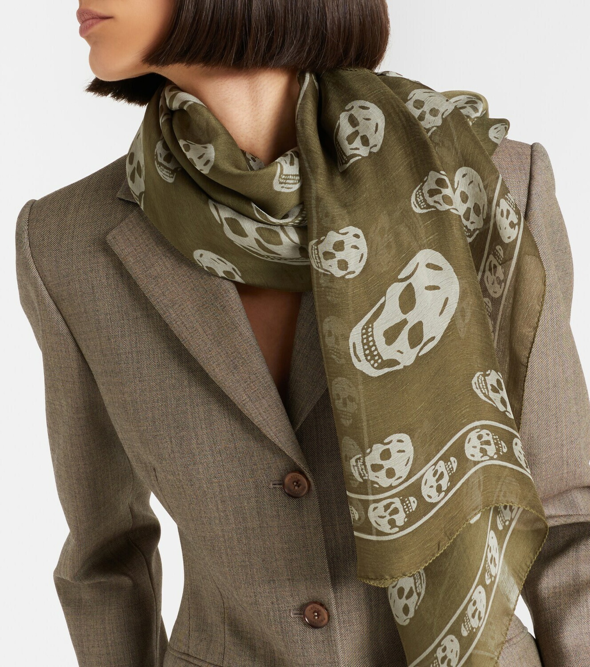 McQueen Printed silk scarf