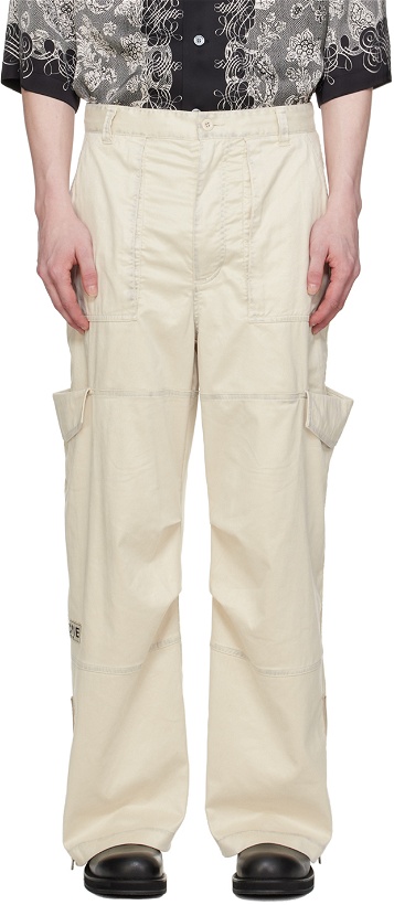 Photo: Acne Studios Beige Faded Faux-Leather Cargo Pants