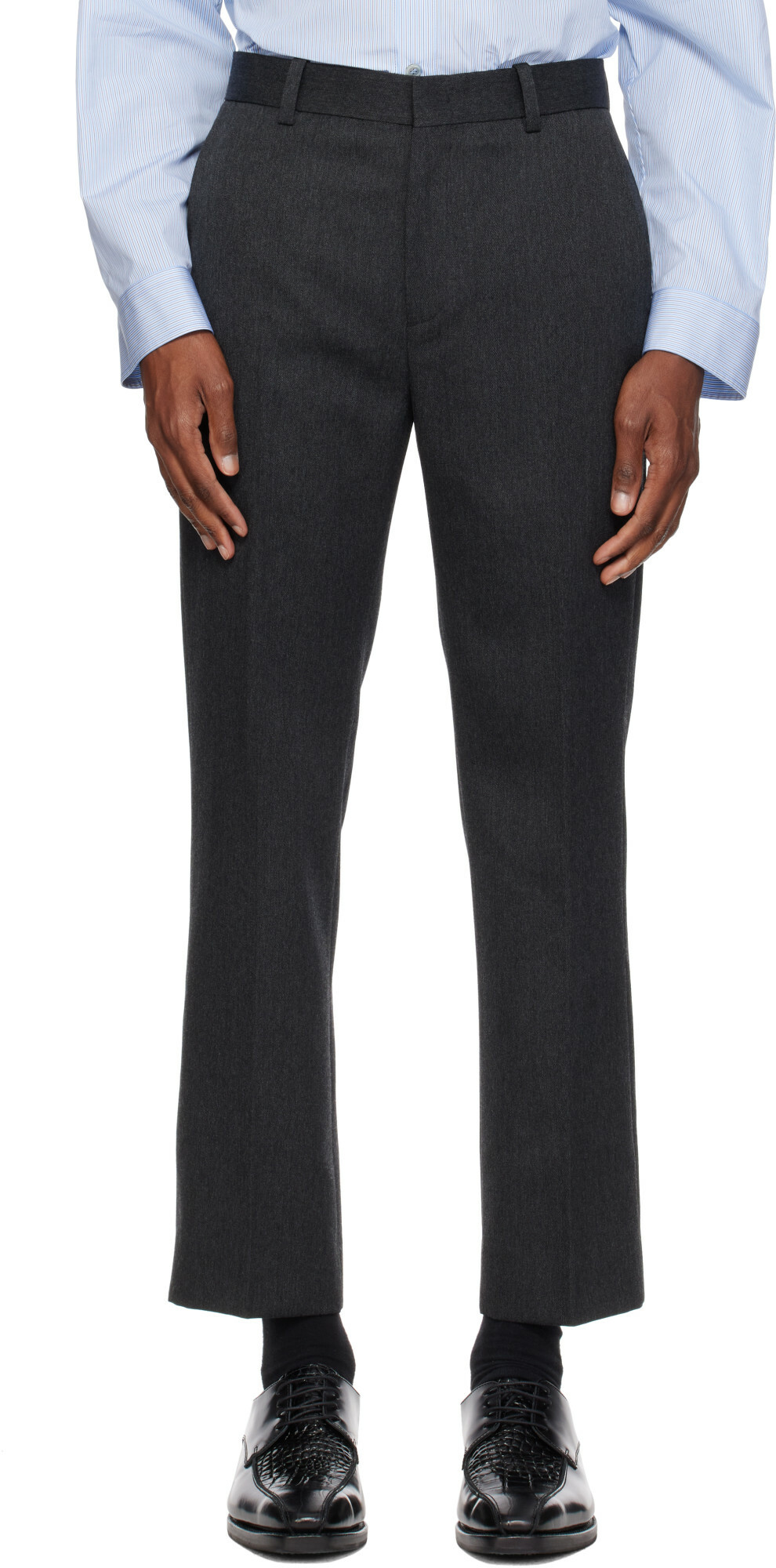 Solid Homme Gray Cotton Dyed Cargo Trousers