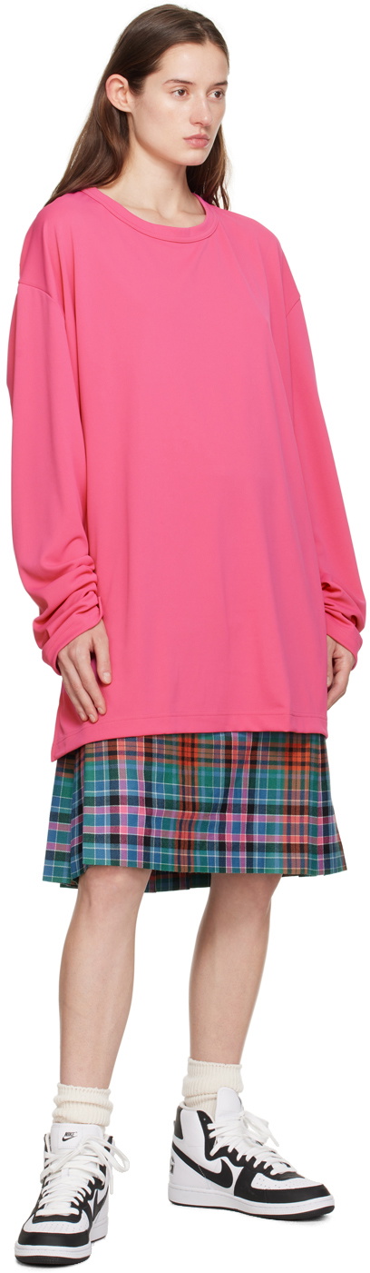 Comme des Garçons Homme Plus Pink Asymmetric Long Sleeve T-Shirt