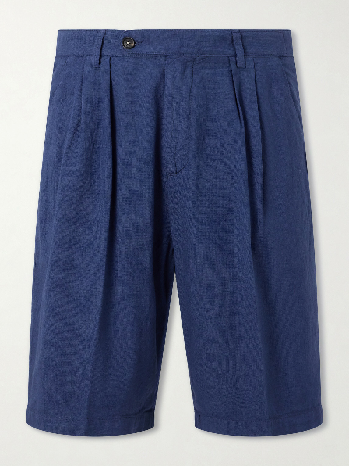 Massimo Alba - Cliff Straight-Leg Pleated Cotton Bermuda Shorts - Blue
