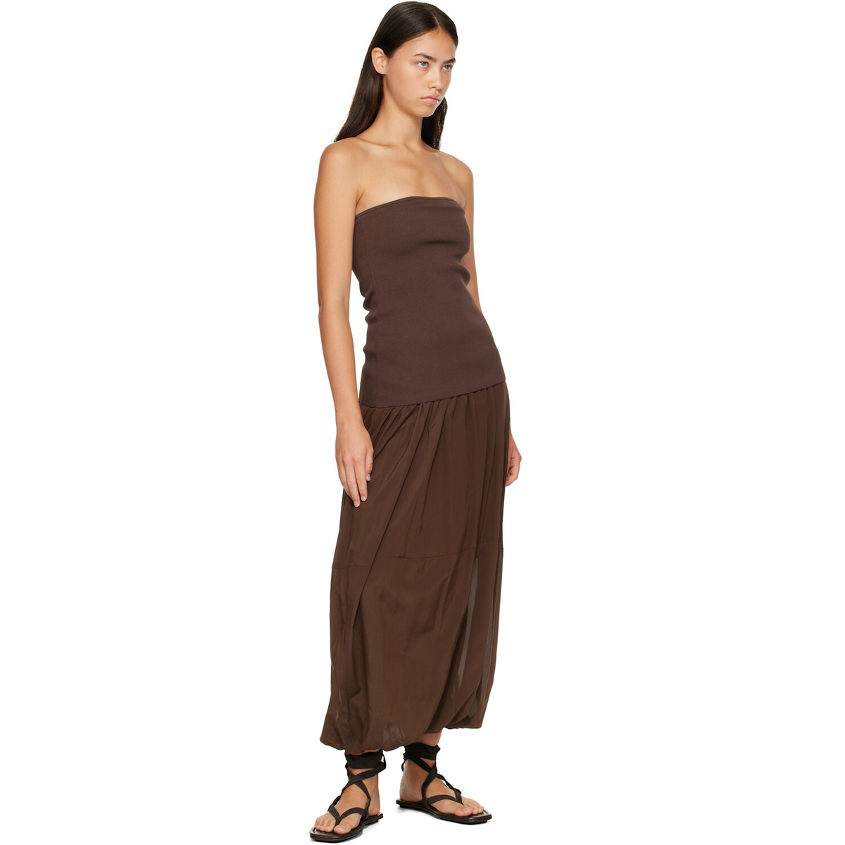 St. Agni Brown Suede Tie Up Sandals