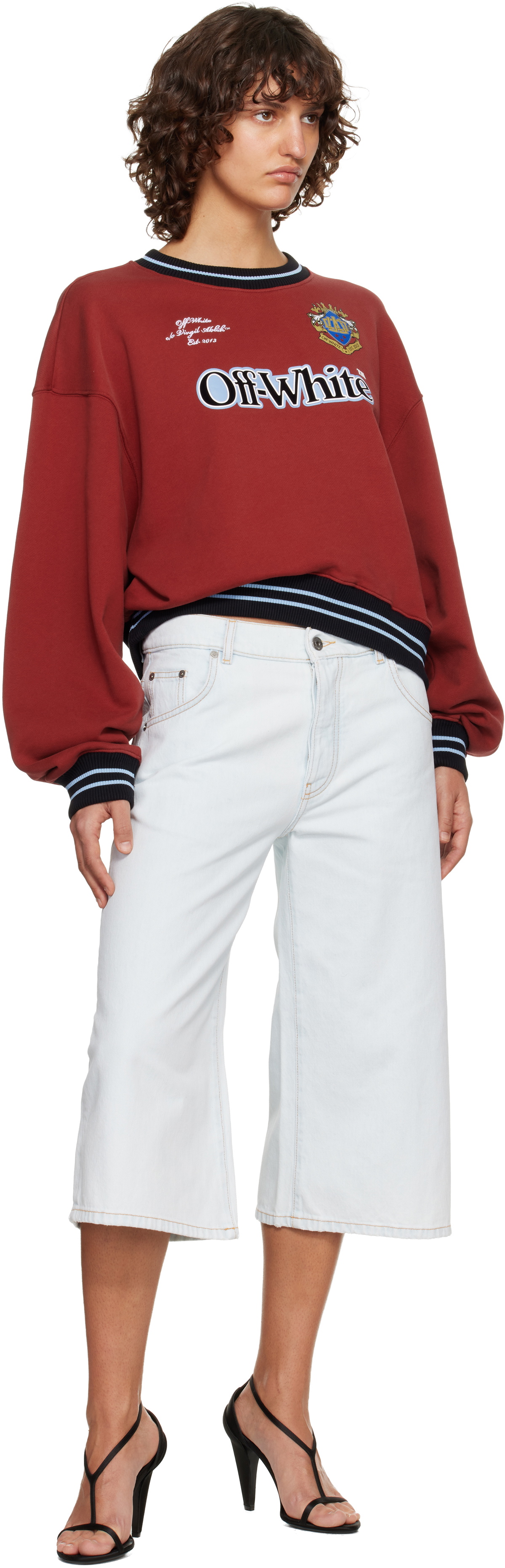 Off-White Red Sporty Over Crew Logo Sweatshirt